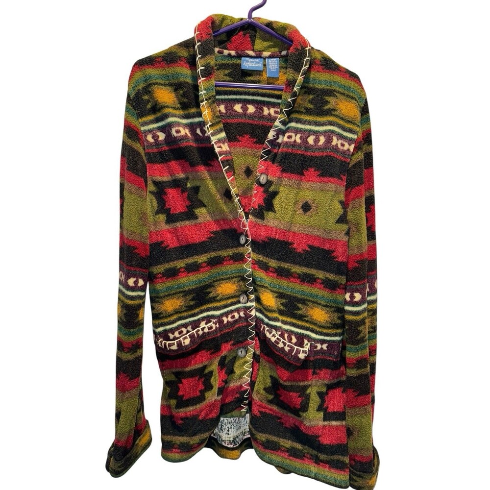 Natural Reflections Aztec Fleece Button Up Shacket Women’s Large Southwest
